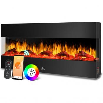 Chimenea de pared empotrada con efecto llama LED