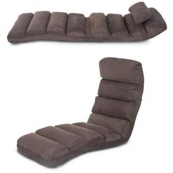 HOMCOM Sleeper Futon Mattress Seat Chair w/ Pillow (Brown)
