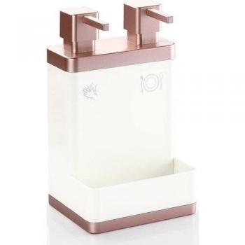 Azra Acrylic 2-Piece Kitchen Liquid Soap Dispenser Set - White and Rose Gold