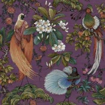 Holden Decor Songbird Plum Wallpaper - Elegant Purple Avian Design