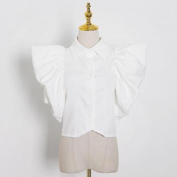 Vintage Kurzarm Hemd mit Rüschen für Frauen