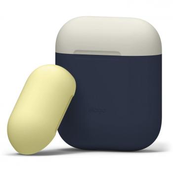 Elago AirPods Duo Casque Etui Housse [avec Deux Capuchons] [Coque de Protection en Silicone] [Ajustement Parfait] pour Apple Airpods