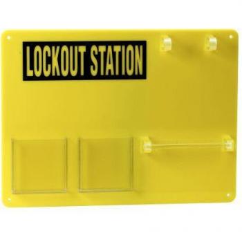 Brady Lockout‑Etikettentafel für 5 Personen – Gelb, Acryl, 393 × 292 mm