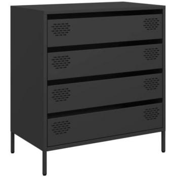Credenza Nera 68x39x73,5 cm in Acciaio Laminato a Freddo Vidaxl