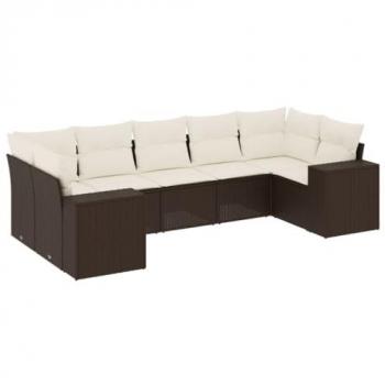 Ensemble de meubles d'extérieur VidaXL : salon de jardin + coussins 7 pièces, couleur marron