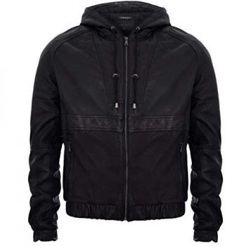 Odesa Black Leather Hoodie Jacket – Infinity 5XL Men’s Casual
