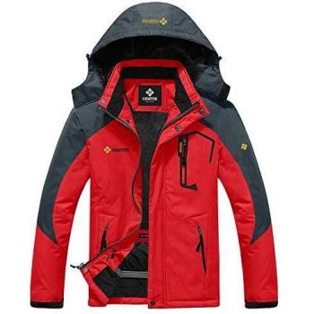 GEMYSE Herren wasserdichte Berg-Skijacke Winddichte Fleece Outdoor-Winterjacke mit Kapuze