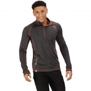 Regatta Herren Yonder Quick Drying Zip Neck Long Sleeve Grid Jersey T-Shirts/Polo-Hemden/Westen, Seal Grey (Aquamarine)