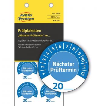 AVERY Zweckform Prüfplaketten, Nächster Prüftermin, blau