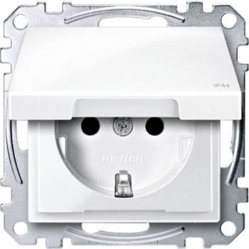 Merten SCHUKO-Steckdose polarweiß (pws) Klappdeckel IP44 MEG2314-0319