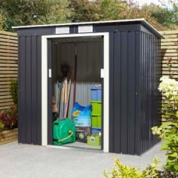 Rowlinson Trentvale 6x4ft Metal Pent Shed No Floor Dark Grey