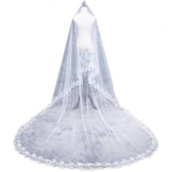 Hexagonal Floral Applique Wedding Veil