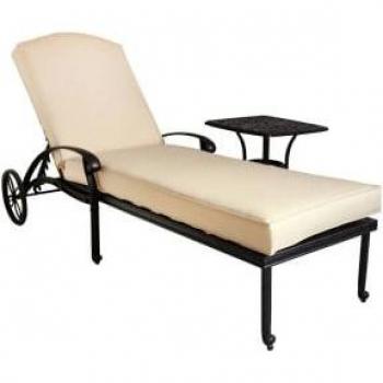 Cast Aluminium Sun Lounger Recliner With Cushion - Black