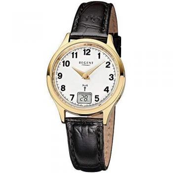 Regent FR-194 Goldleder Damenuhr – Analog & Digital
