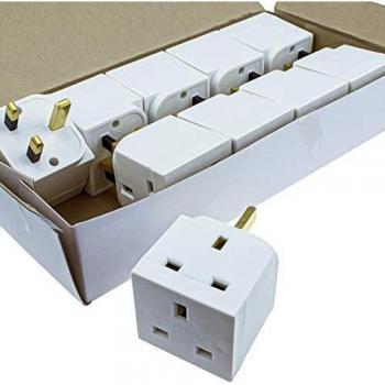 10-Pack 2-Way Block Socket Adapter Power Splitter for UK 13A Mains Plugs