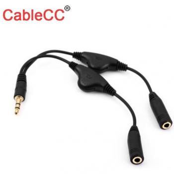 Cablecc 3,5mm Stereo Stecker auf 3,5mm Weibliche Y-Splitter mit Lautstärkeregelung
