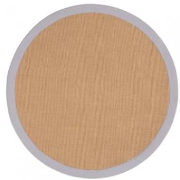 Carpetfine Sisal Teppich rund, Höhe 5 mm, farbige Bordüre, rutschfest