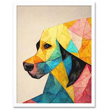 Labrador Polygon Dog Abstract Geometric Wall Art Print Framed