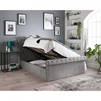 Aspire Chesterfield Lift Ottoman Bed Grey Small Double