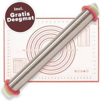 Nimma® Teigroller inkl. XL‑Backmatte 60 x 40 cm – verstellbar, antihaft, Edelstahl