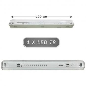 TrAdE Shop Traesio - Plafoniera Stagna 1 Neon Led Tubo T8 G13 Da 120 Cm Parete Soffitto Ip65 T8-120ss