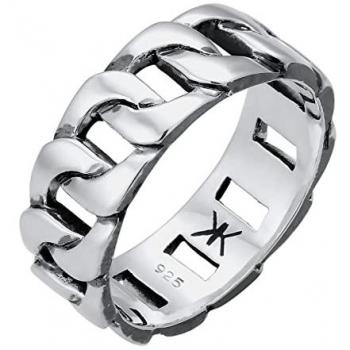 KUZZOI Chunky Chain Look Ring 925 Silber für Herren