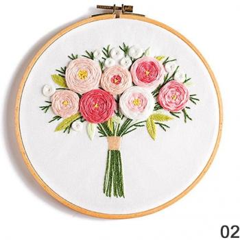 Beginner French Floral Embroidery Set with Needlework Materials