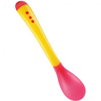 Cuillère à détection de température pour bébé, silicone souple, couleur bonbon