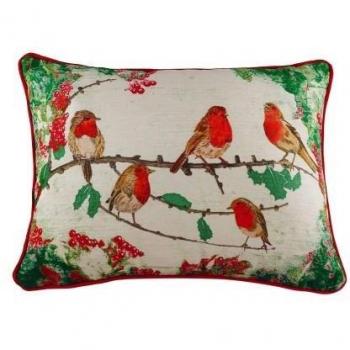 Coussin de Noël Evans Lichfield avec motif rouge-gorge