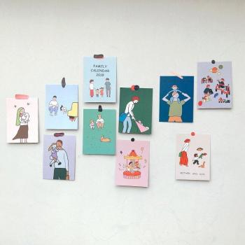 Cute Warm Family Life Postcard Set - 10 Sheets of Double-Sided Stickers