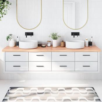 VidaXL Bathroom Countertop, Light Brown, Dimensions: 220x50x(2-6)cm, Treated Solid Wood