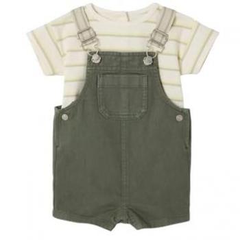 VERTBAUDET Ensemble bébé rayé vert avec salopette