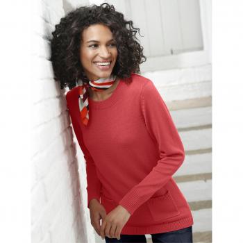 Pull Col Rond - Rouge Corail