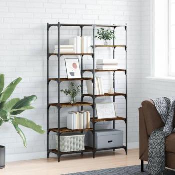 Libreria Rovere Fumo 100x32x170 cm in Legno Multistrato con struttura in Ferro