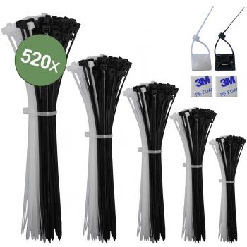 Quadrios 23CA243 UV-Stabilized Cable Ties Black and White 520 Pack