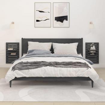 Rangement Murale Flottant Gris Pin Massif – Kit 2 pièces