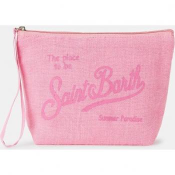 Pochette Aline in Lino Rosa con Zip