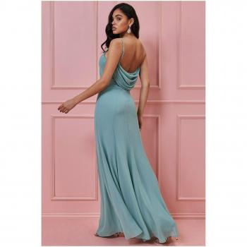 Goddiva Cowl Back Spaghetti Strap Maxi Dress - Sage Green