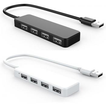 Dual Pack Ultra Slim USB Hub 4-Port - White & Black