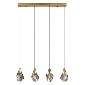 Schuller Lighting Aquaria 4 Light Bar Pendant Ceiling Light Matt Gold, Transparent 3000K 1800Lm