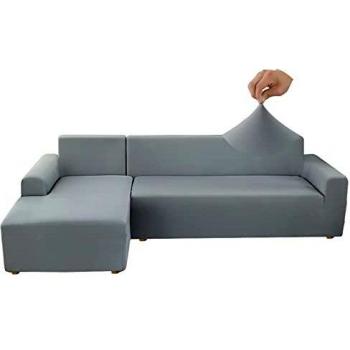 Jaotto Copridivano Elasticizzato con Penisola Sinistra/Destra, Fodera Universale per Divano Angolare, Antigraffio per Gatti, Chaise Longue a Forma di L