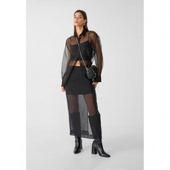 Stradivarius Gonna Midi Organza Nera Taglia XL