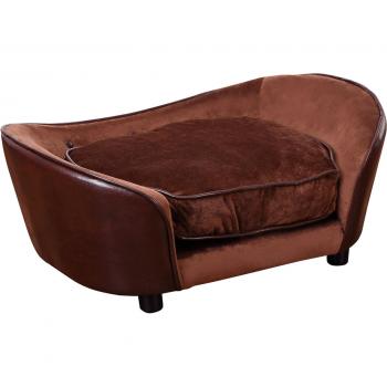 PawHut Pet Sofa Dog Couch, with Cushion, for Cats, Small Dogs - Brown