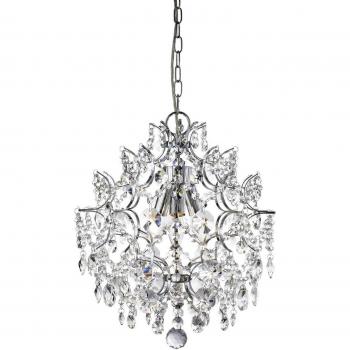 Netlighting Harrietta 3 Light Chrome Ceiling Pendant with Crystals