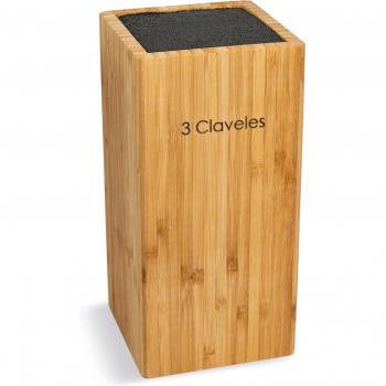 Soporte Cuadrado para Cuchillos en Bambú 3 Claveles