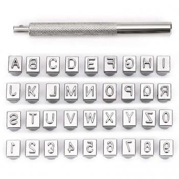 Uppercase Alphabet and Number Stamp Set for Leather Craft, 1/4 Inch (6mm) - 36 Pieces