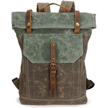 Mochila de Lona Vintage con Cera de Aceite, Bolso de Hombro Impermeable para Estudiantes, 2022