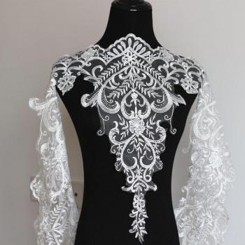 Tissu de dentelle ivoire fait main pour robe de mariée - 9 ans d'usine, bricolage et ornement
