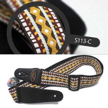 Correa de guitarra ajustable en jacquard, 2x150cm, extremos de cuero