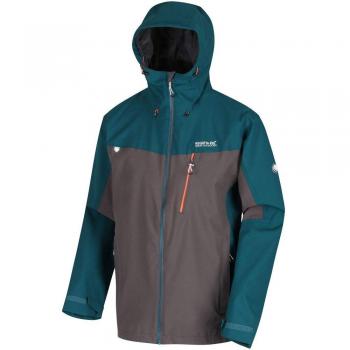 Chaqueta Regatta Birchdale impermeable con capucha para senderismo, verde azulado profundo, XL
